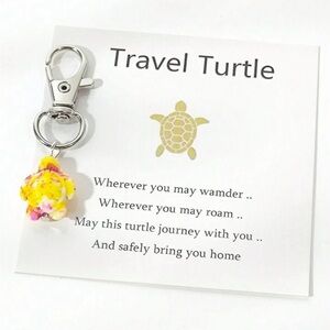 Travel Turtle Keychain in Yellow and Purple